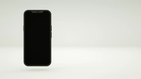 3D Render Black Phone Spins on White Background