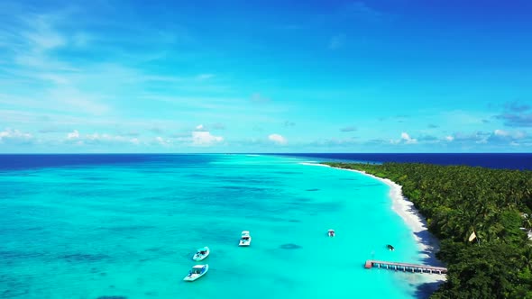 Aerial texture of paradise seashore beach voyage by clear sea and white sandy background of a dayout alt