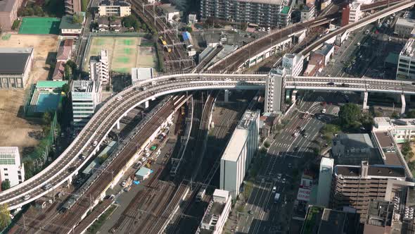 Aerial View of Traffic in Osaka, Japan