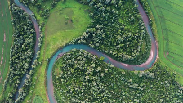 Aerial Drone Flight Through Majestic River Dnister