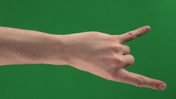 Collection of Male Hand Positive and Negative Gestures on a Green Screen alt