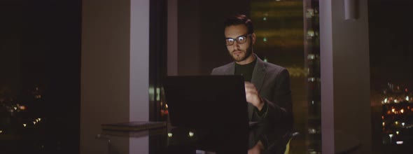 Man working in office alone