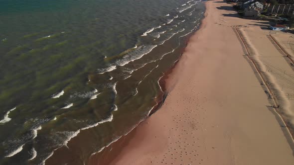 Sandy Beach near Lake Michigan. Aerial view.