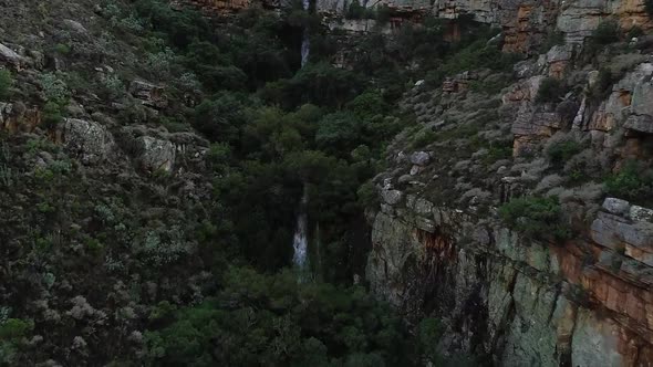 Footage of the waterfalls flowing in the Du Toitskloof mountains in the Western Cape of south africa alt