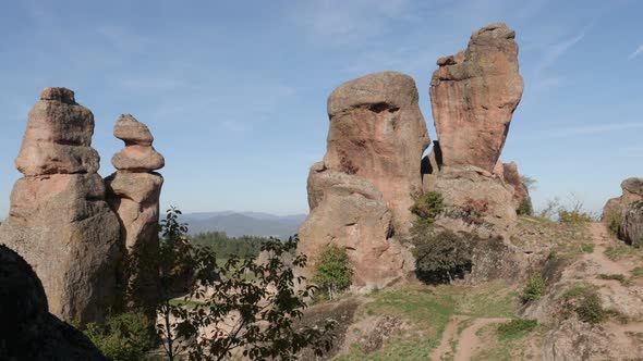 Slow pan on sandstone rocks near town of Belogradchik  4K 2160p 30fps UltraHD footage - Group of str alt