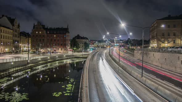 Highway Bridge Traffic in Stockholm