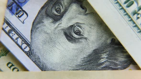American Dollars Rotate in Closeup