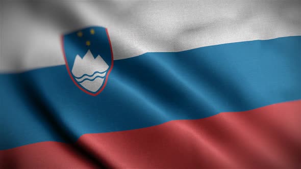 Slovenia Flag Closeup Blowing In Wind alt