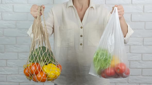 Vegan Woman with Grocery alt