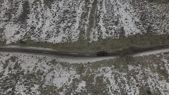 Aerial View Of Karakoram Highway Near Khunjerab Pass, Hunza Valley, Pakistan - drone shot. alt