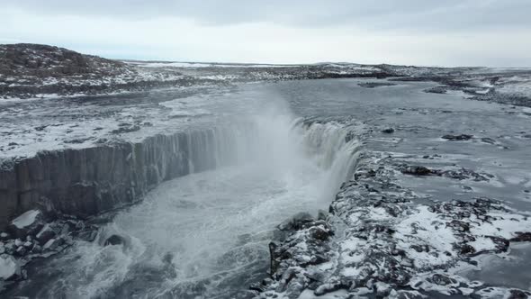Aerial view of Selfoss Waterfall, Iceland alt