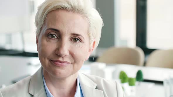 Close up of smiling businesswoman  alt