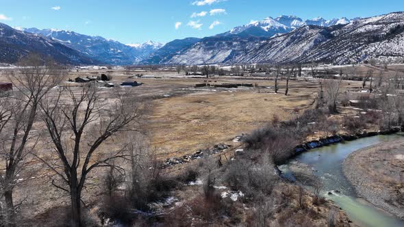 Ridgway Colorado Beautiful Uncompahgre River View Looking Into Farm Land San Juan Mountains alt