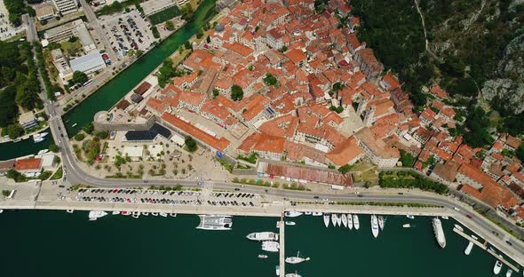 Old City in Kotor Montenegro Aerial View alt