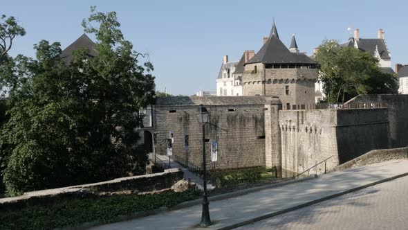 NANTES, FRANCE - JULY 2016 Ancient  castle of the Dukes of Brittany by the day arcitecture in French alt