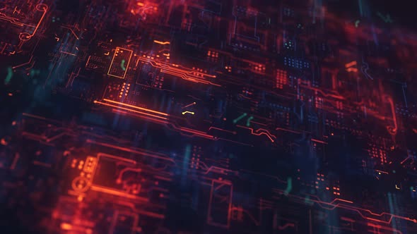 Digital Electronic Connection Circuits Glow Loop Orange Blue 02 alt
