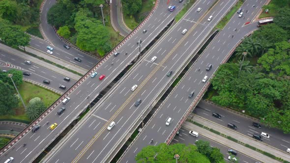 Drone Shot of Simpang Susun Semanggi - Jakarta, Indonesia. alt