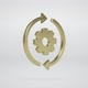 Golden Icon. Gear With Arrows Rotate Around it Axis on a White Studio Background. Seamless Loop.