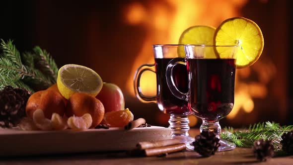 Two Glasses of Mulled Wine (Gluhwein) 