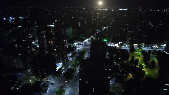 Aerial View of Buenos Aires at Night, Argentina.