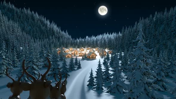 Santa Claus Arrives in a Village in the Forest