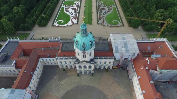 Aerial of Charlottenburg Palace and the gardens
