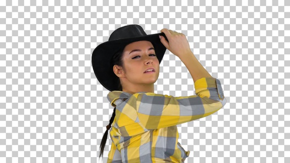 Young cowgirl dancing, Alpha Channel alt