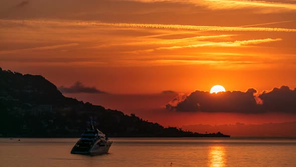 Sunrise View of Sea and Landscape Timelapse From Beaulieu Sur Mer, France alt