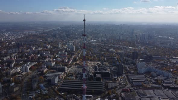 TV tower over the city of Kiev, Ukraine, panoramic