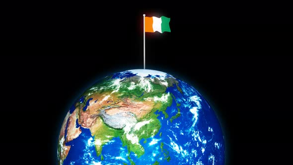 Cote Divoire Flying Flag On The 3d Rotated Planet Earth alt
