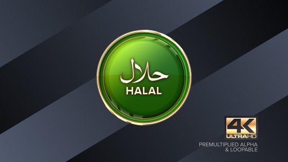Halal Rotating Sign 4K Looping Design Element