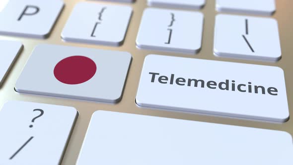 Telemedicine Text and Flag of Japan on the Keyboard alt