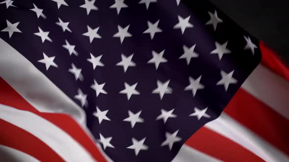 US Flag Waving in Wind on Independence Day in America