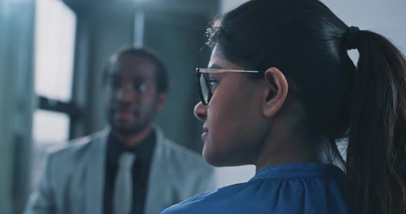 Multi-ethnic business people during job interview in the office room alt