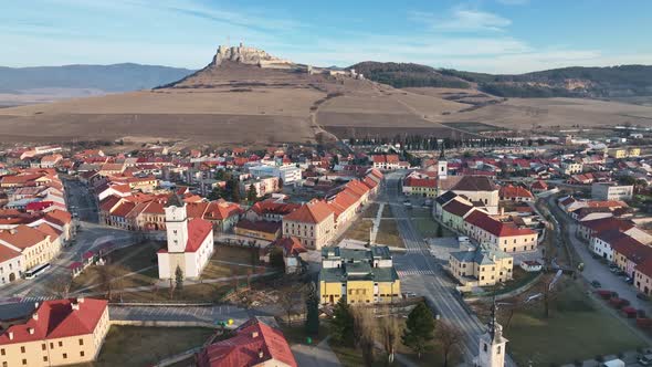 Aerial view of the town of Spisske Podhradie in Slovakia