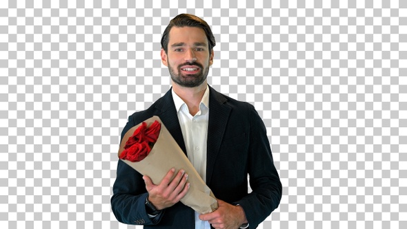 Handsome man walking to the date with, Alpha Channel alt