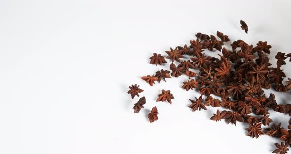 Star Anise illicium verum,, spice falling against White Background, Slow Motion 4K alt