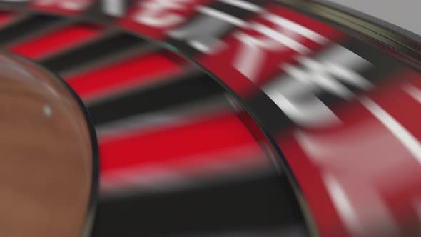 Ball in Ruble Sign Pocket on Casino Roulette Wheel alt