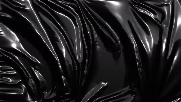 Blank black crumpled plastic foil wrap overlay mockup, looped switch alt