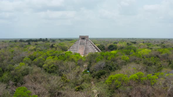 Rising Up Footage of Remains of Old Maya Town Surrounded By Vast Rain Forest alt