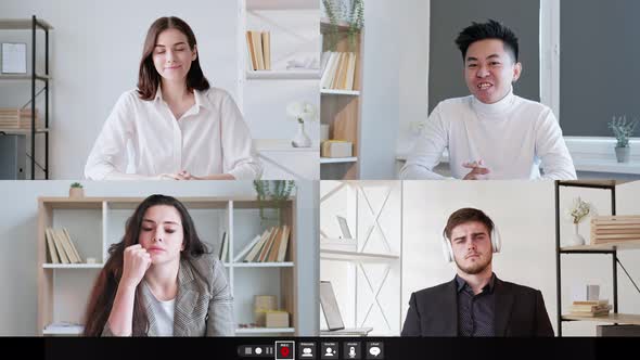 Web Meeting Video Interview Tired Business Team alt