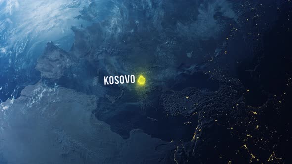 Earh Zoom In Space To Kosovo Country Alpha Output