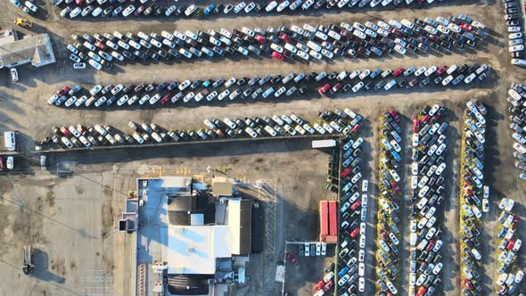 Many Cars Parked Distributed in Used Car Auction Lot alt