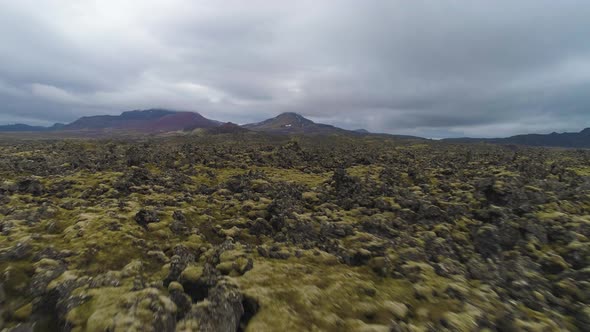Volcanic Lava Rock Formations. Landscape of Iceland. Aerial View alt