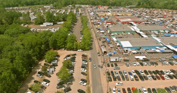 Panorama View of Flea Market at Old Objects for Sale a Lots of Market on Englishtown NJ USA alt