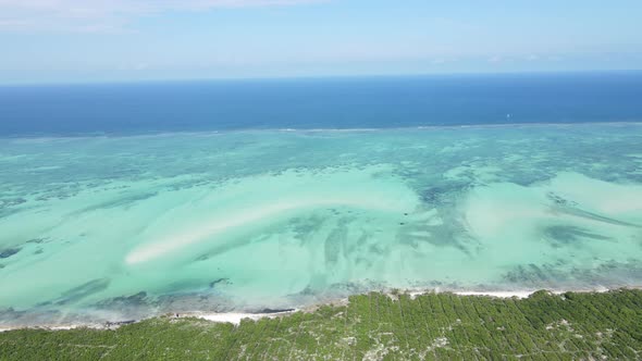 Zanzibar Tanzania  Aerial View of the Ocean Near the Shore of the Island Slow Motion alt