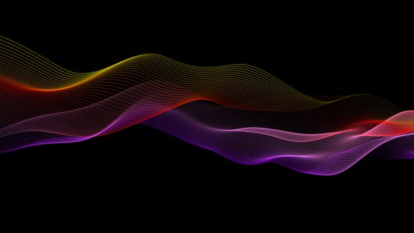 New Technology Digital Particle Wave Motion On Black Background alt