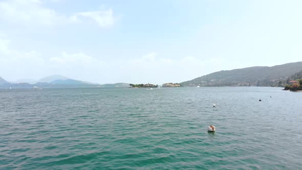 Flight Over City on Maggiore Lake Bank