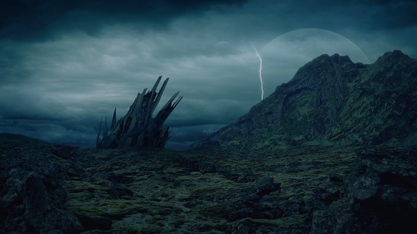 Lightning Strikes Near Alien Structure In The Mountains alt