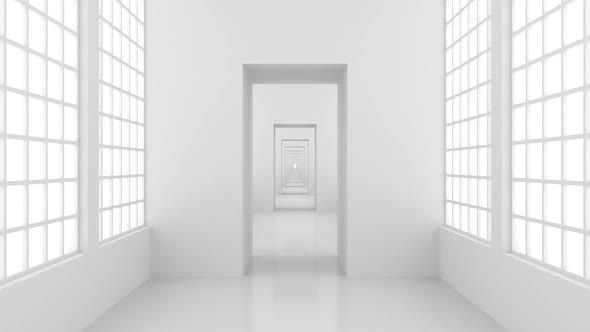 Empty White Corridor